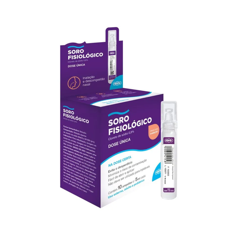KIT COM 6 Soro Fisiológico Adv Farma - Contém 10 Unidades de 5ml