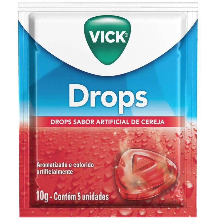 Pastilha Vick Drops Cereja 5 Unidades - Drogaria Poupa Centro