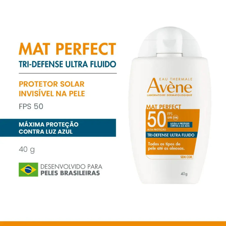 Protetor Solar Facial Avène Mat Perfect Tri-Defense Ultra Fluido FPS 50 40g