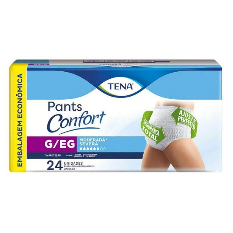Roupa Íntima Descartável Tena Pants Confort G/EG Com 24 Unidades - Drogaria Poupa Centro