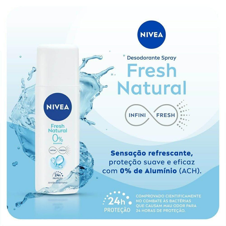 Desodorante Sem Alumínio Spray Nivea Fresh Natural 24h 90ml - Drogaria Poupa Centro