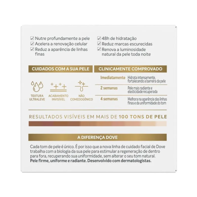 Hidratante Facial Noturno Dove Regenerative 50g VALIDADE 30/08/2026