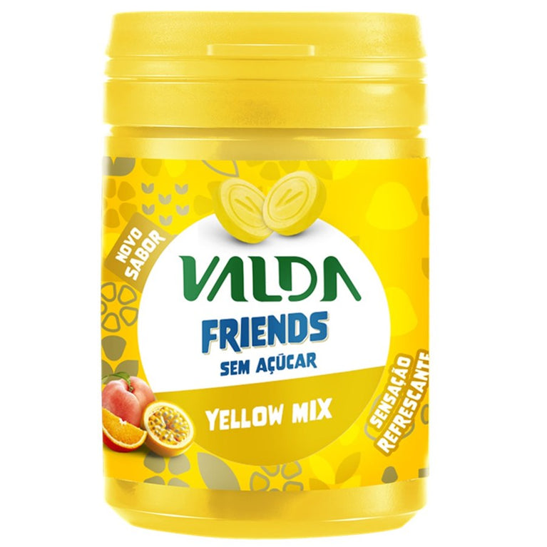 Pastilhas Valda Friends Sabor Yellow Mix Sem Açúcar Pote 50G