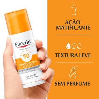 Eucerin Protetor Solar Facial Controle de Fotoenvelhecimento Tonalidade Clara FPS50 50Ml. - Drogaria Poupa Centro