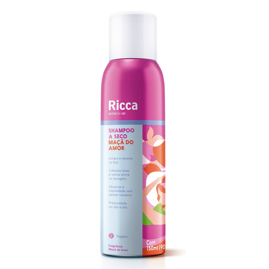 Shampoo a Seco Ricca Maçã do Amor 150ml - Cabelos Frescos