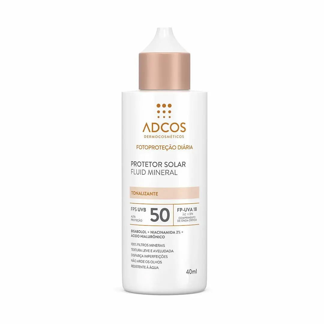 Protetor Solar Facial Adcos Fluid Mineral FPS 50 Tonalizante 40ml