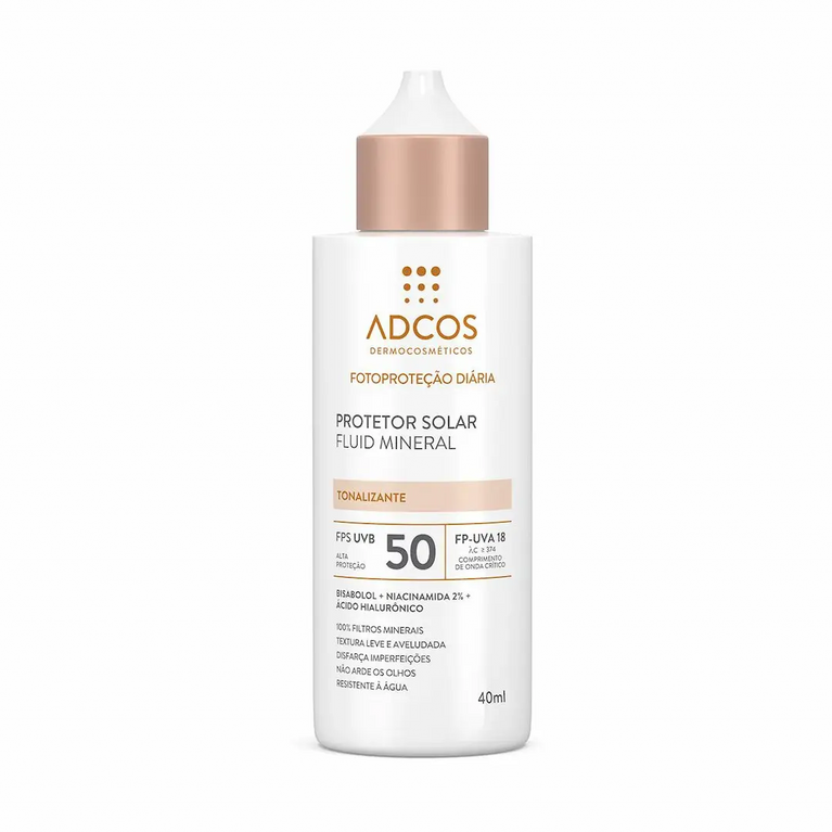 Protetor Solar Facial Adcos Fluid Mineral FPS 50 Tonalizante 40ml