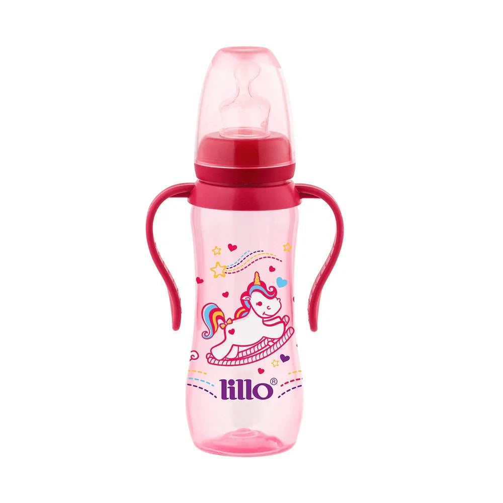 Mamadeira com Alça Rosa Sonho 240ml Tam2 - Lillo - LOLLY