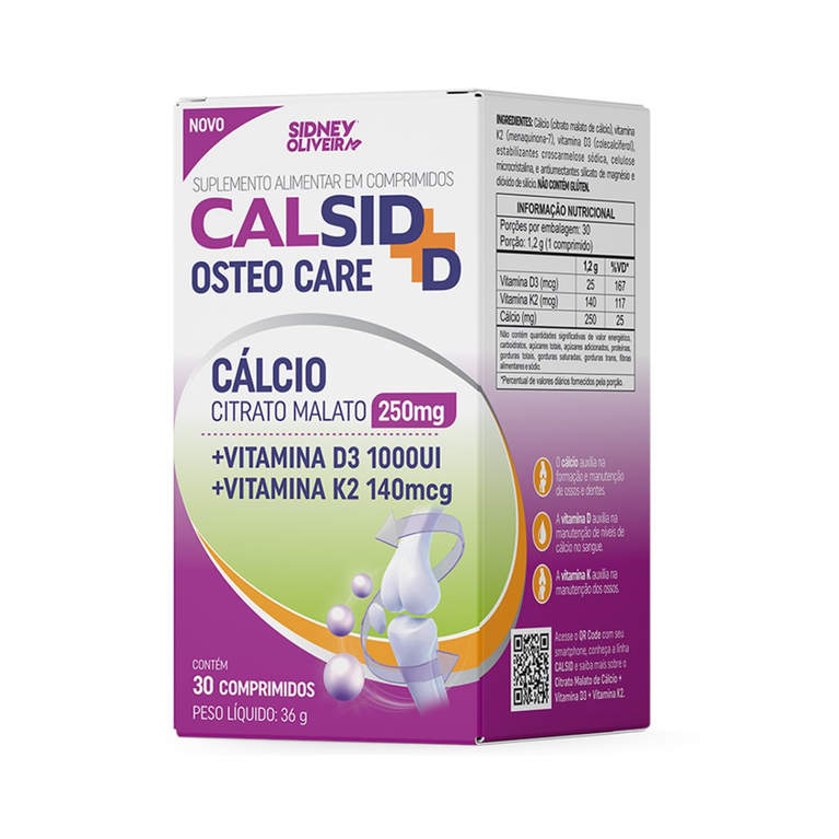 Calsid + D Osteo Care 30 comprimidos Sidney Oliveira VALIDADE 08/2026