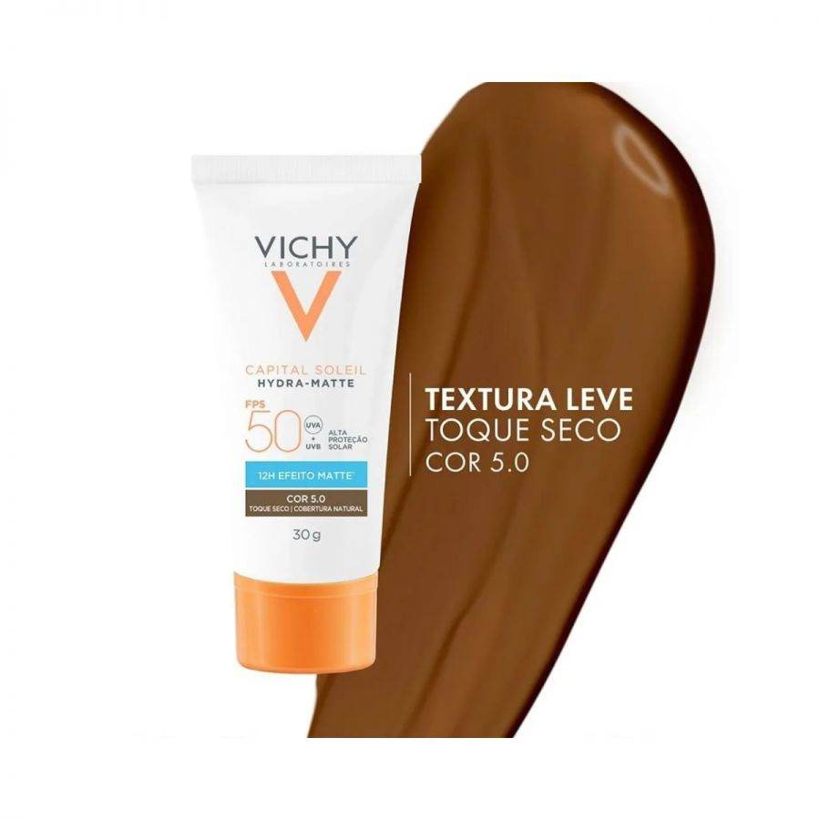 Protetor Solar Vichy Capital Soleil Hydra-Matte FPS 50 Cor 5.0 Com 30g - Drogaria Poupa Centro