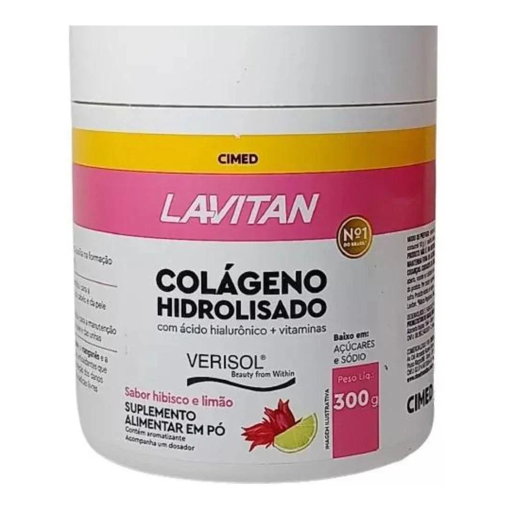 Lavitan Colágeno Hidrolisado Pó 300g Sabor Hibisco e Limão