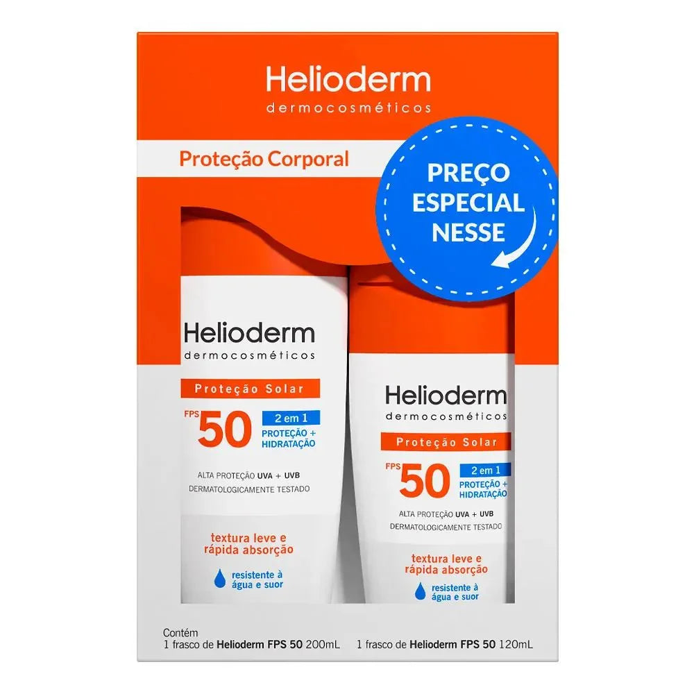 Kit Protetor Solar Corporal Helioderm FPS50 Creme 200ml + 120ml