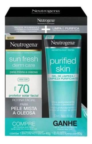 Kit Facial Protetor Solar Sun Fresh Derm Care Fps 70 Sem Cor 40g E Gel De Limpeza Purified Skin 60g Neutrogena - Drogaria Poupa Centro