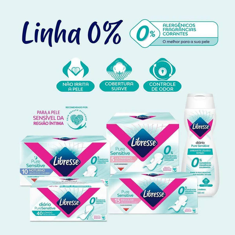 Absorvente Libresse Pure Sensitive Ultrafino Extra Suave com Abas 10 unidades