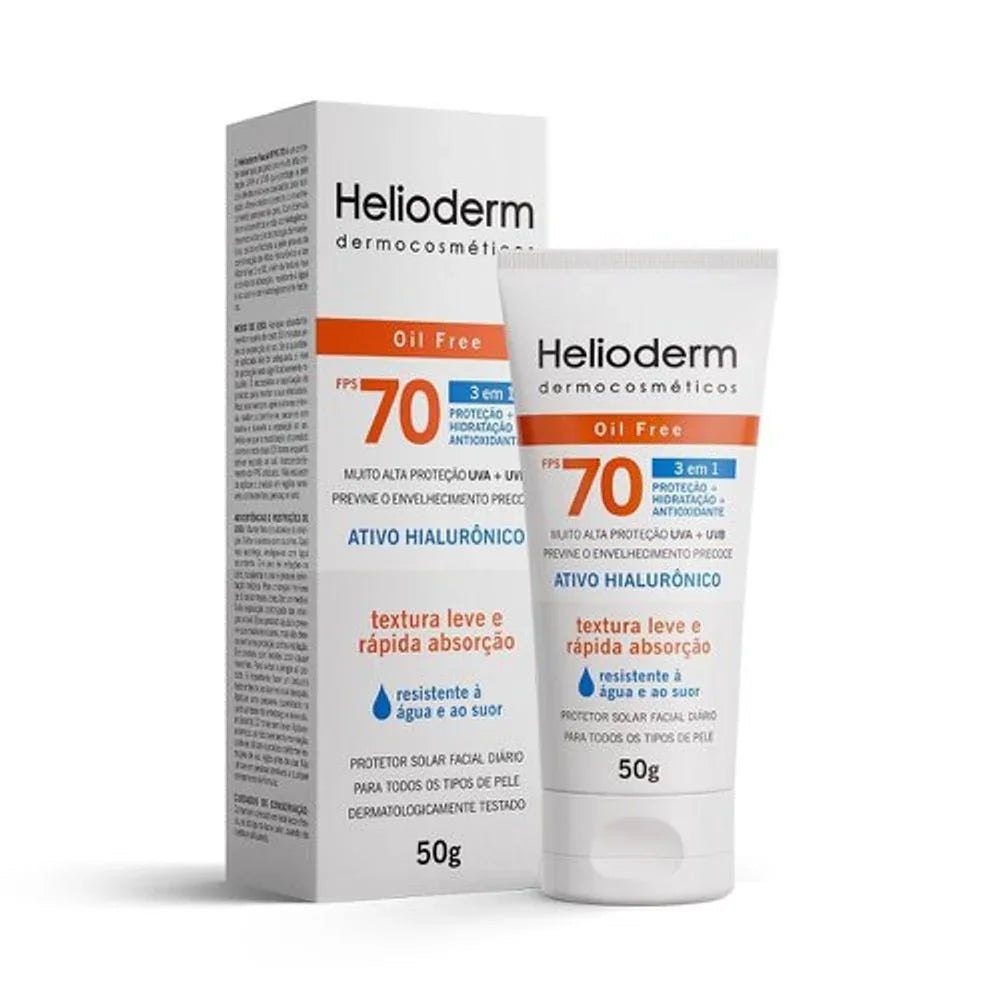 Protetor Solar Facial Helioderm FPS70 Sem Cor 50g