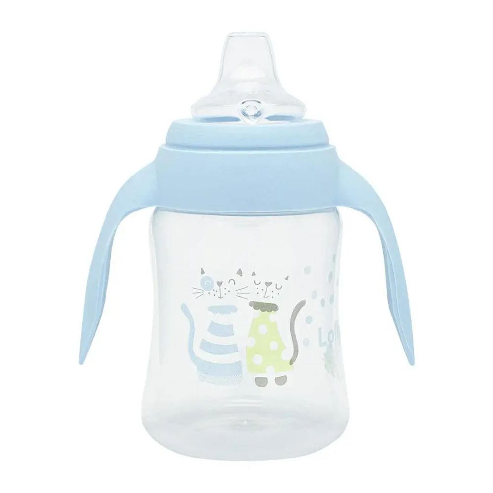 Copo Antivazamento Lolly Baby Zoo com Alça Silicone Azul 250ml