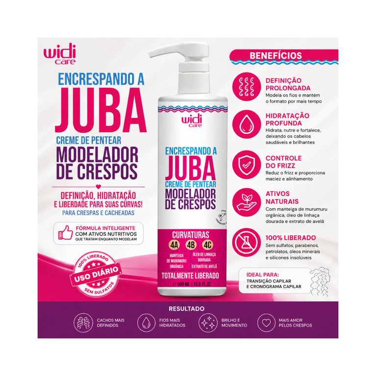 Creme de Pentear Widi Care 500ml Encrespando a Juba VALIDADE 10/2026