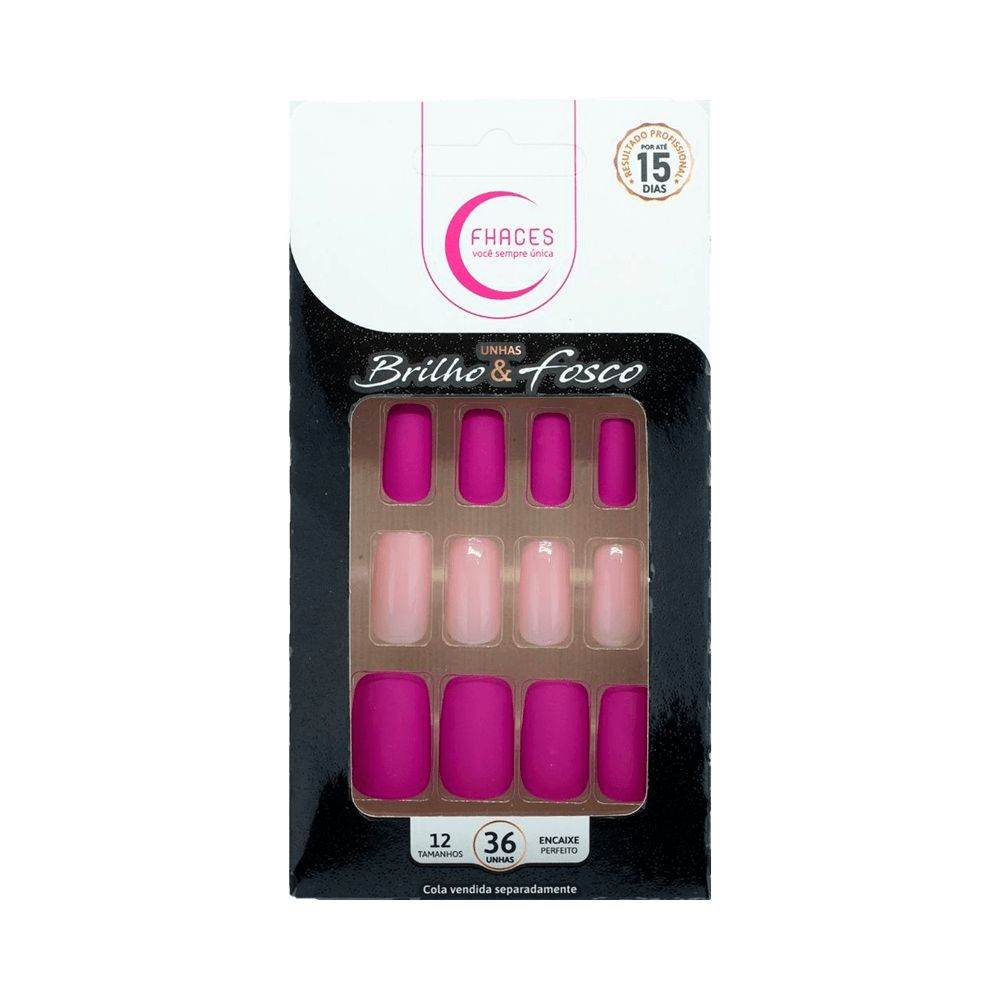 Unhas Fhaces Brilho e Fosco Rosa - 36 Unidades - Drogaria Poupa Centro