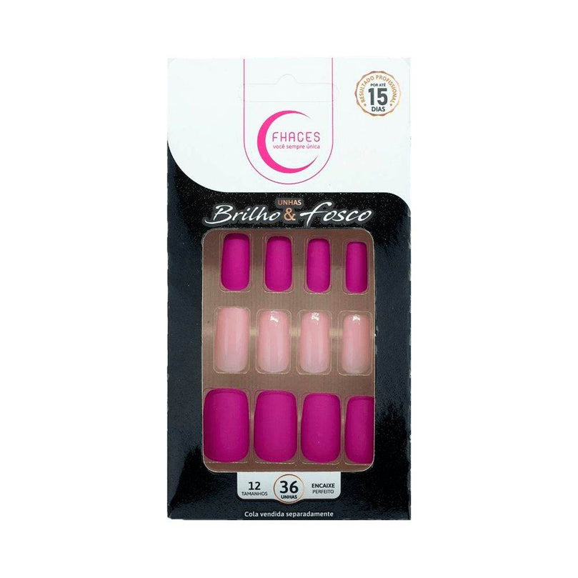 Unhas Fhaces Brilho e Fosco Rosa - 36 Unidades - Drogaria Poupa Centro