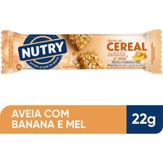 Nutry Barra de Cereais Aveia com Banana e Mel 22g - Com 3 Cereais, Fruta e Mel