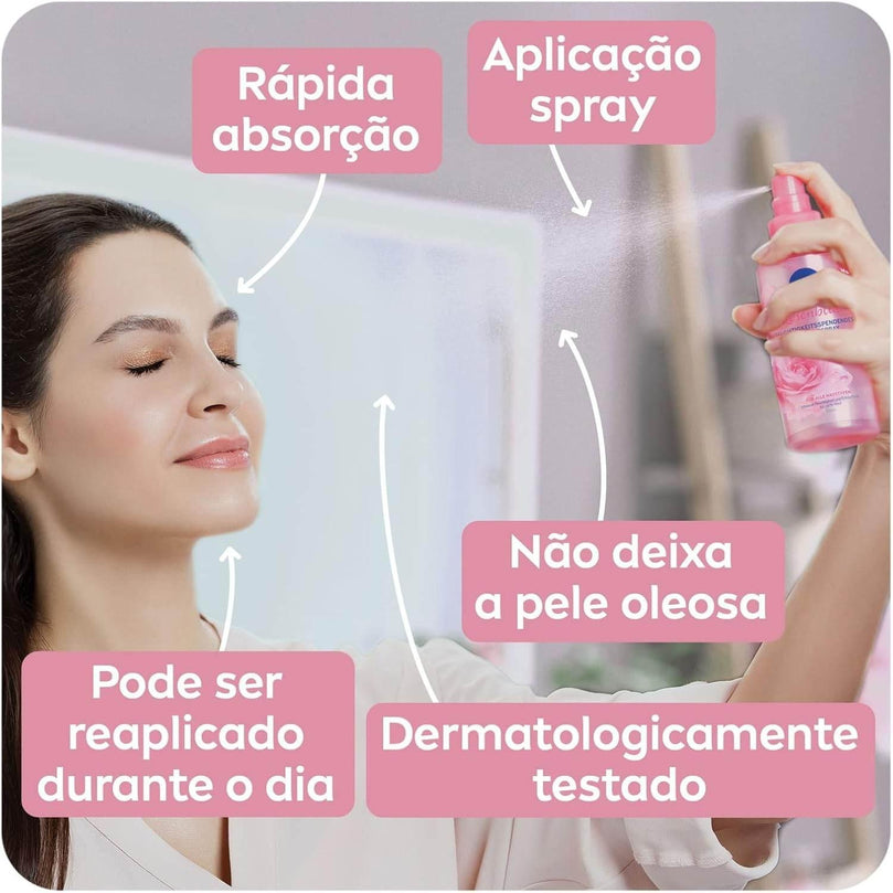 NIVEA Hidratante Facial Mist Aqua Rose 150ml - Hidratante em spray com água de rosas - Drogaria Poupa Centro
