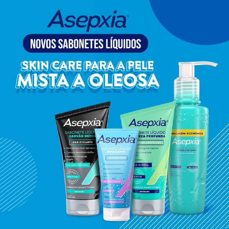 Sabonete Líquido Esfoliante Asepxia 100ml Limpeza Profunda