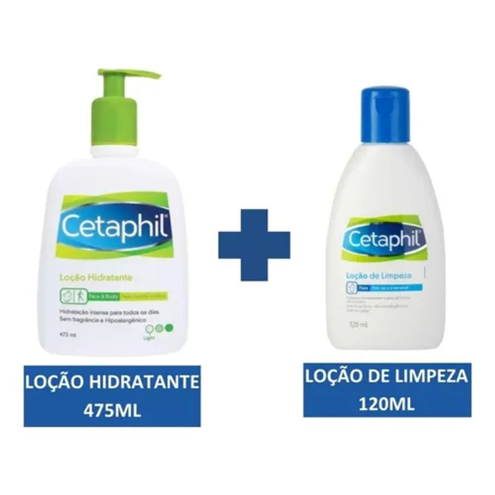 Kit Cetaphil 1 Loção Hidratante de 473ml + 1 Loção de Limpeza de 120Ml