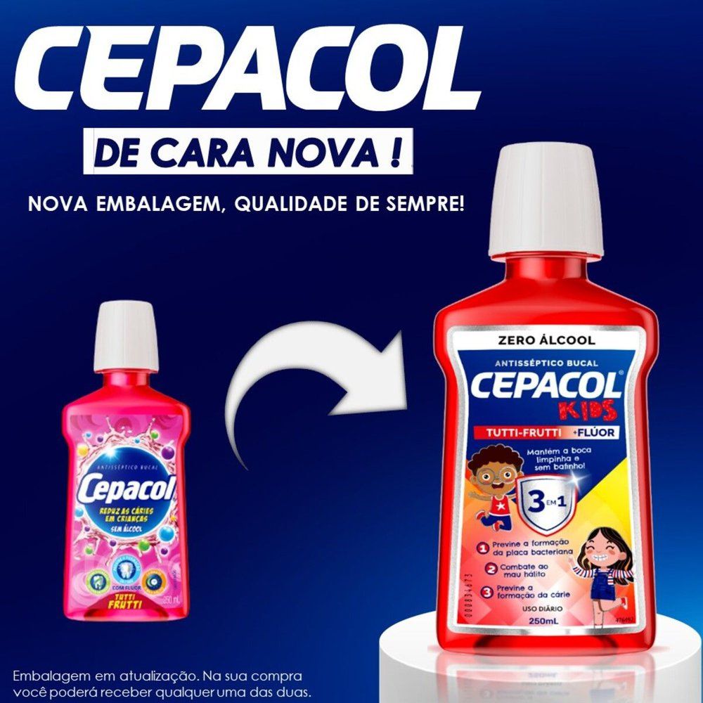 Enxaguante Bucal Cepacol Kids Sem Álcool Sabor Tutti Frutti 250ml
