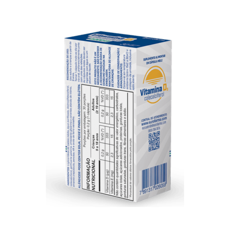 Vitamina D 2.000UI Eurofarma 30 cápsulas
