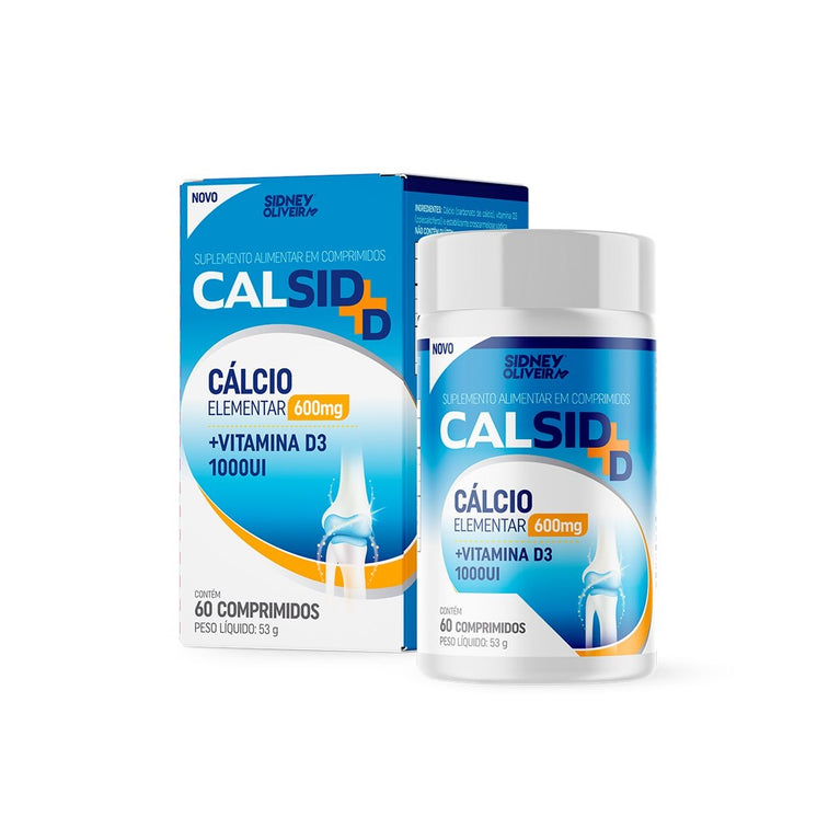 Calsid-D Cálcio 600mg com Vitamina D3 1000UI 60 Comprimidos
