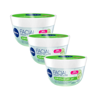 KIT COM 3 Hidratante Facial em Gel Nivea com Ácido Hialurônico 100g