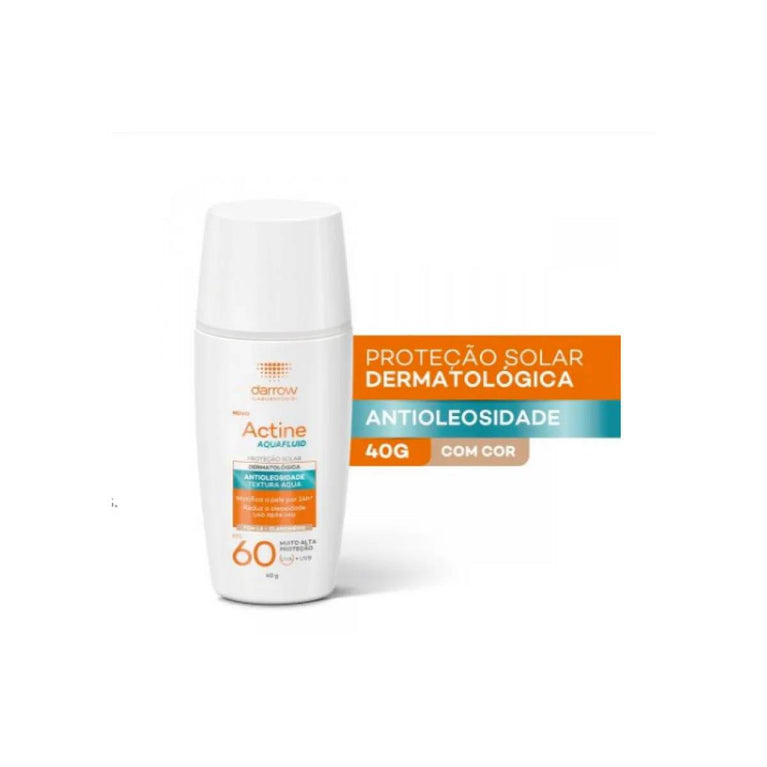 Protetor Solar Facial Darrow Actine Aquafluid Fps60 1.5 Claro Médio 40g