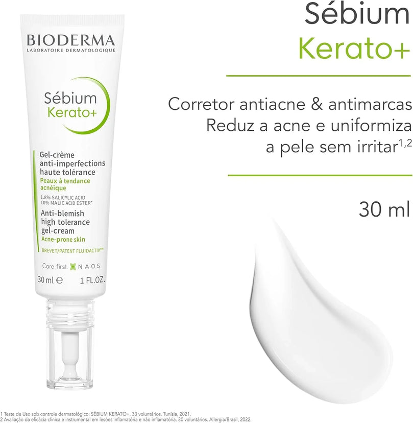 Gel Creme Antiacne Sebium Kerato+ 30ml Bioderma Momento De Aplicação Dia/noite Tipo De Pele Oleosa - Drogaria Poupa Centro