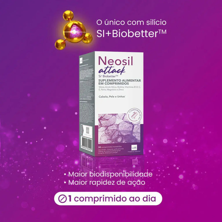 Polivitaminico Neosil Attack Para Cabelos, Unhas E Pele 30 Comprimidos