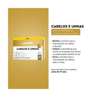 Lavitan Vitamina Para Cabelos E Unhas Com 60 Cápsulas Sabor Neutro