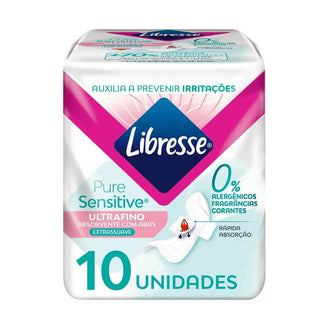 Absorvente Libresse Pure Sensitive Ultrafino Extra Suave com Abas 10 unidades