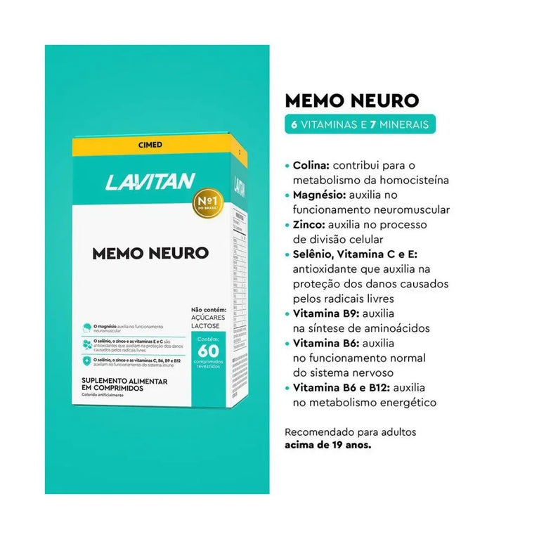 Polivitamínico Lavitan Memo Neuro 60 comprimidos