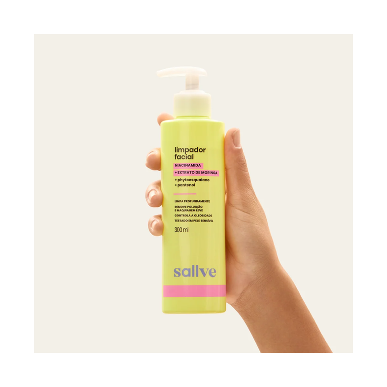 Limpador Facial Sallve 300ml Niacinamida e Extrato de Moringa