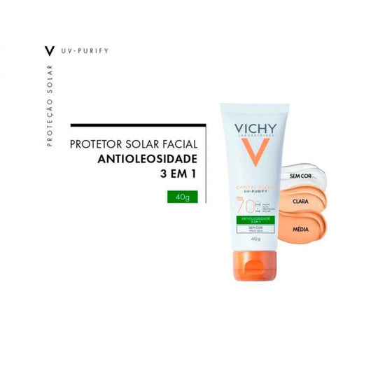 Protetor Solar Facial Capital Soleil Pele Clara Antioxidante FPS 70 Vichy 40g - Drogaria Poupa Centro