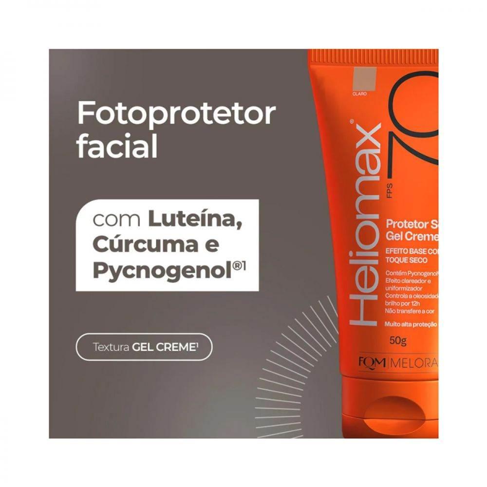 Protetor Solar Facial Heliomax Gel Creme Efeito Base Tom Claro FPS 70 50g - Drogaria Poupa Centro