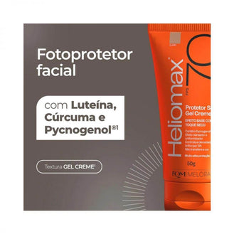 Protetor Solar Facial Heliomax Gel Creme Efeito Base Tom Claro FPS 70 50g - Drogaria Poupa Centro