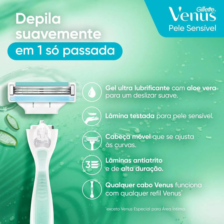 Carga para Aparelho de Depilar Gillette Venus Pele Sensível 2 unidades