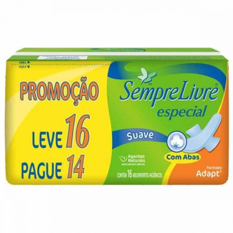 Absorvente Sempre Livre Adapt Especial com abas, suave 16 unidades - Drogaria Poupa Centro