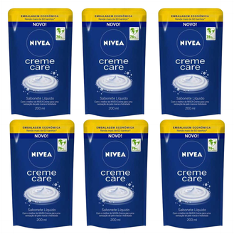 KIT COM 6 Refil Sabonete Liquido Nivea Creme Care 200ml