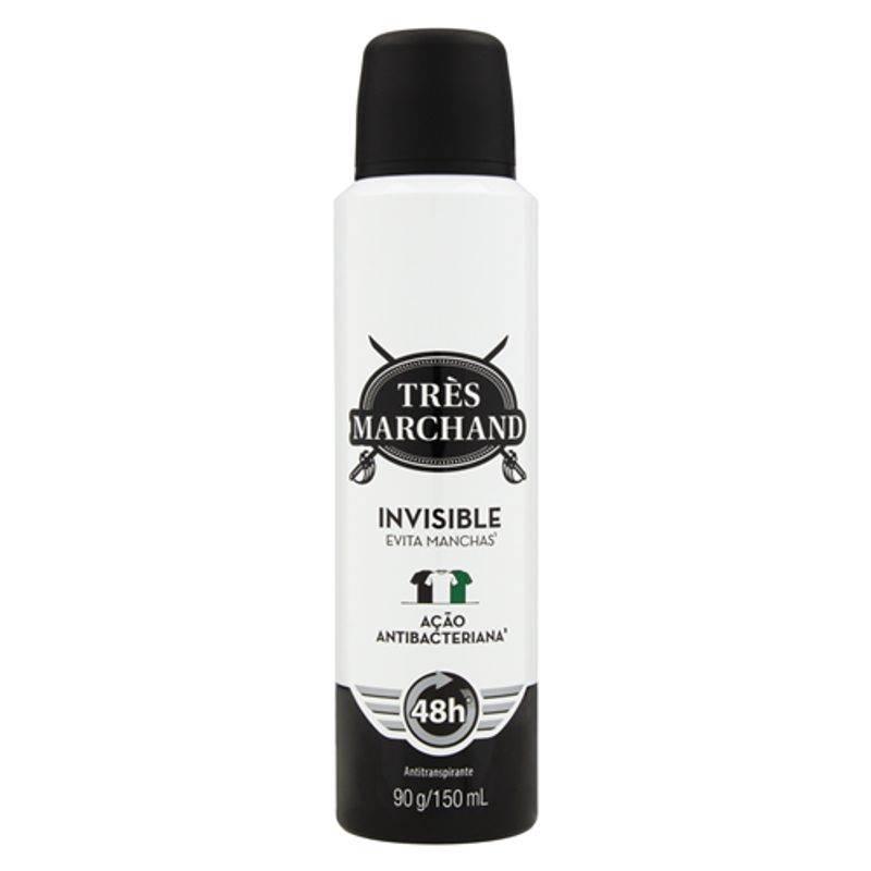 Desodorante MasculinoTres Marchand Aerosol Invisible 48h 150ml - Drogaria Poupa Centro