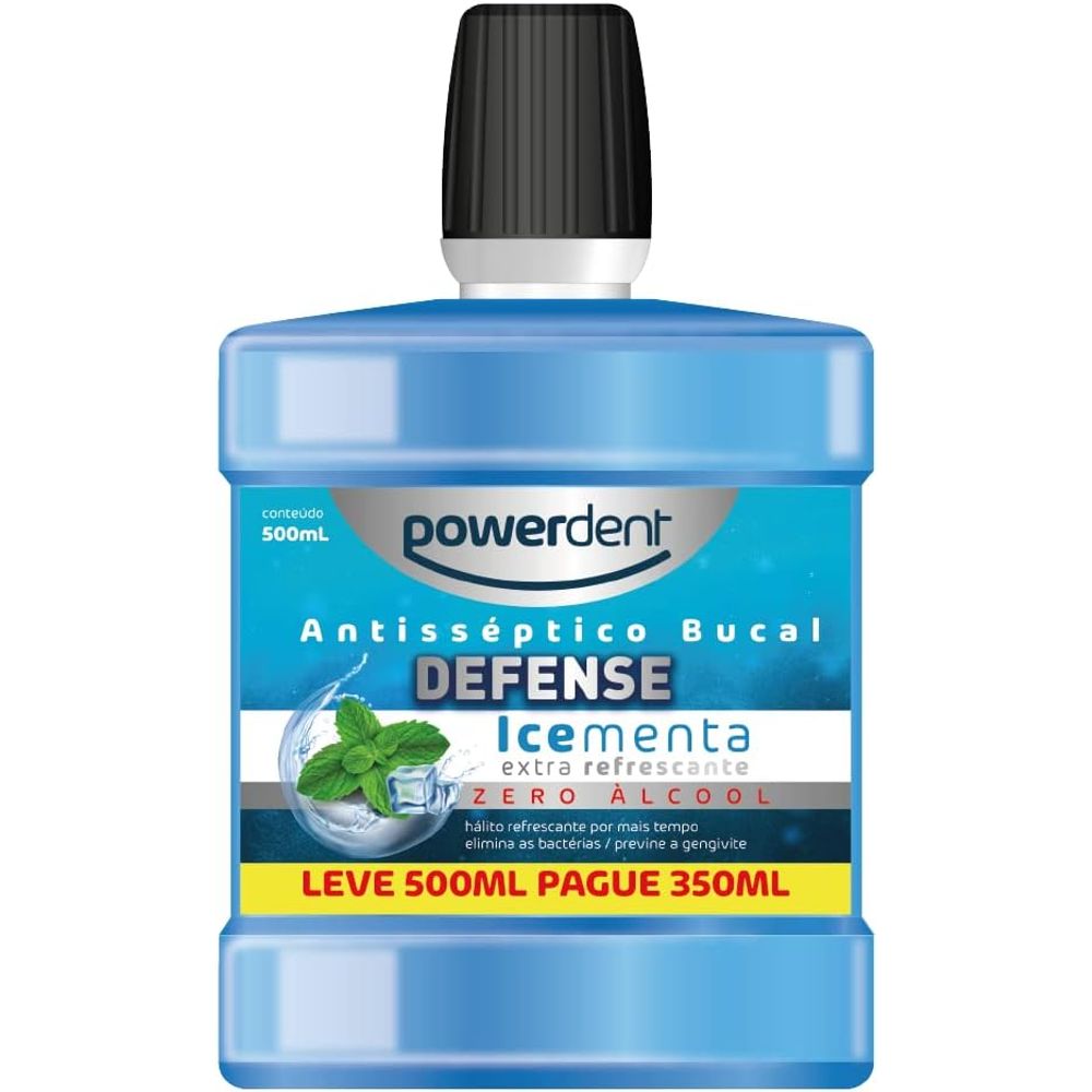 Antisséptico Powerdent Zero Álcool Menta Leve 500 Pague 350Ml