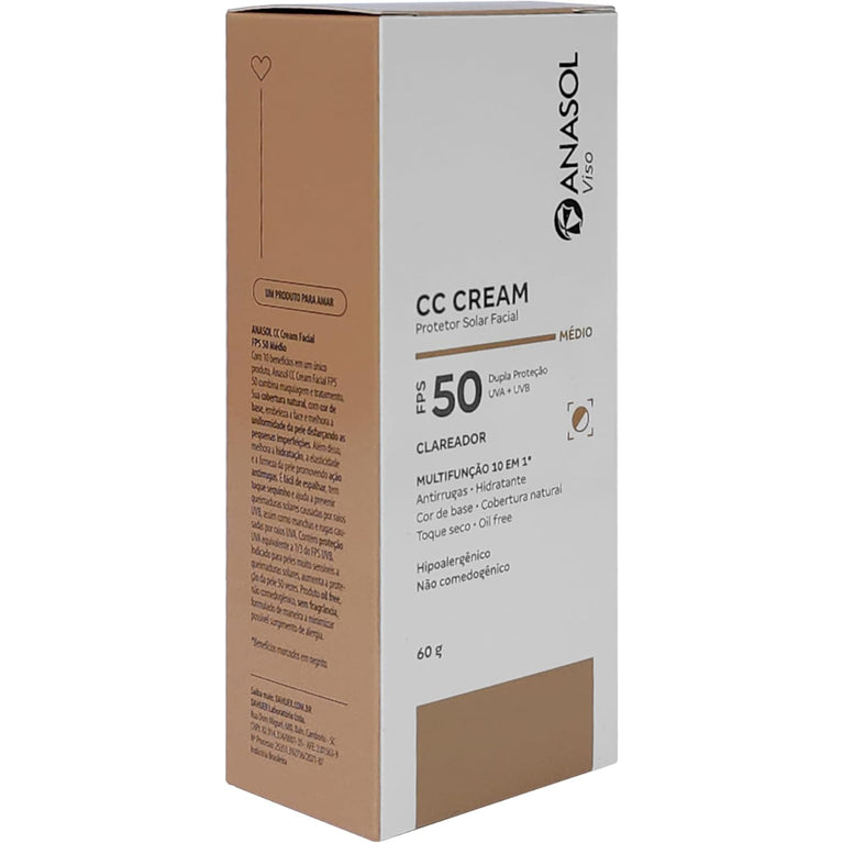 Anasol CC Cream Facial FPS 50 Médio 60g