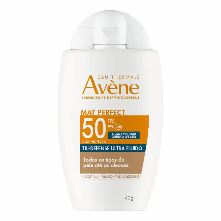 Protetor Solar Facial Avène Mat Perfect Tri-Defense Ultra Fluido FPS 50 Tom 2.5 40g