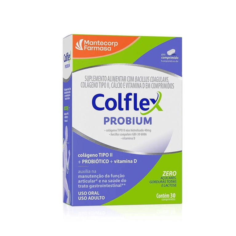 Colflex Probium Colágeno Tipo II Probiótico e Vit D 30 comp VENCIMENTO 11/2026