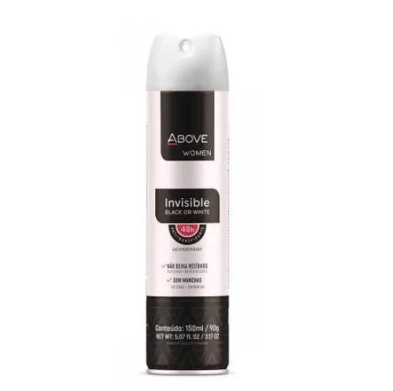 Desodorante Aerosol Antitranspirante Above Women Invisible 48h com 150ml - Drogaria Poupa Centro